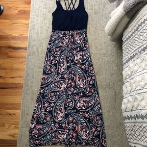 Blue printed maxi dress large